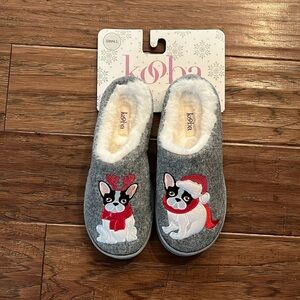 Kooba Boston Terrier Frenchie Holiday Slippers Size S (5-6)